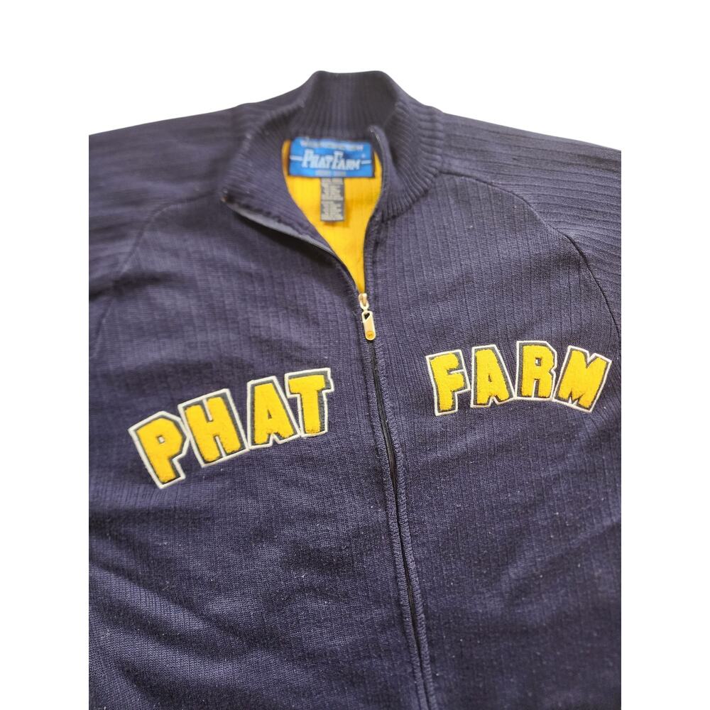 PHAT FARM Vintage Zip Sweater Mens XXXL 3X Y2K Hip Hop Streetwear Varsity Jacket